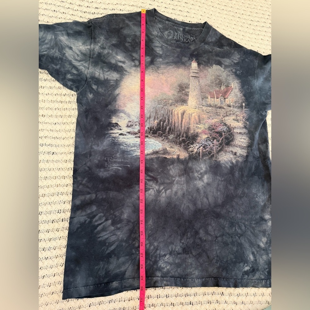 THOMAS KINKAD Tie Dye Nautical Lighthouse Graphic Cotton Shirt Unisex Size L - Picture 9 of 9